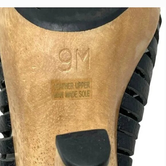 Michael Kors Black Huarache Leather Slingback Peep Toe Platform Sandal  Size 9 - Picture 6 of 9